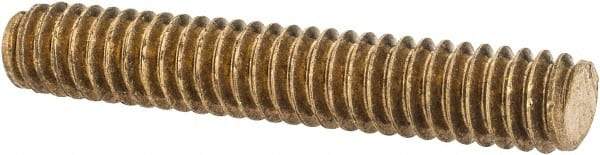 Value Collection - 1/4-20 1-1/2" OAL Fully Threaded Stud - Brass, Plain Finish - Top Tool & Supply