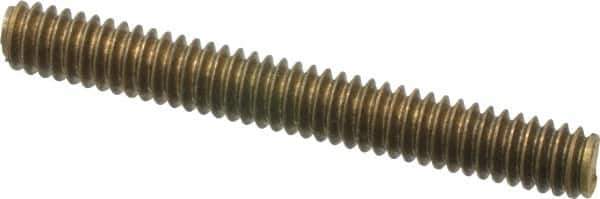 Value Collection - 1/4-20 2" OAL Fully Threaded Stud - Brass, Plain Finish - Top Tool & Supply