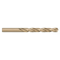 Jobber Length Drill Bit: 0.339″ Dia, 135 °, Cobalt Bright/Uncoated, Right Hand Cut, Spiral Flute, Straight-Cylindrical Shank