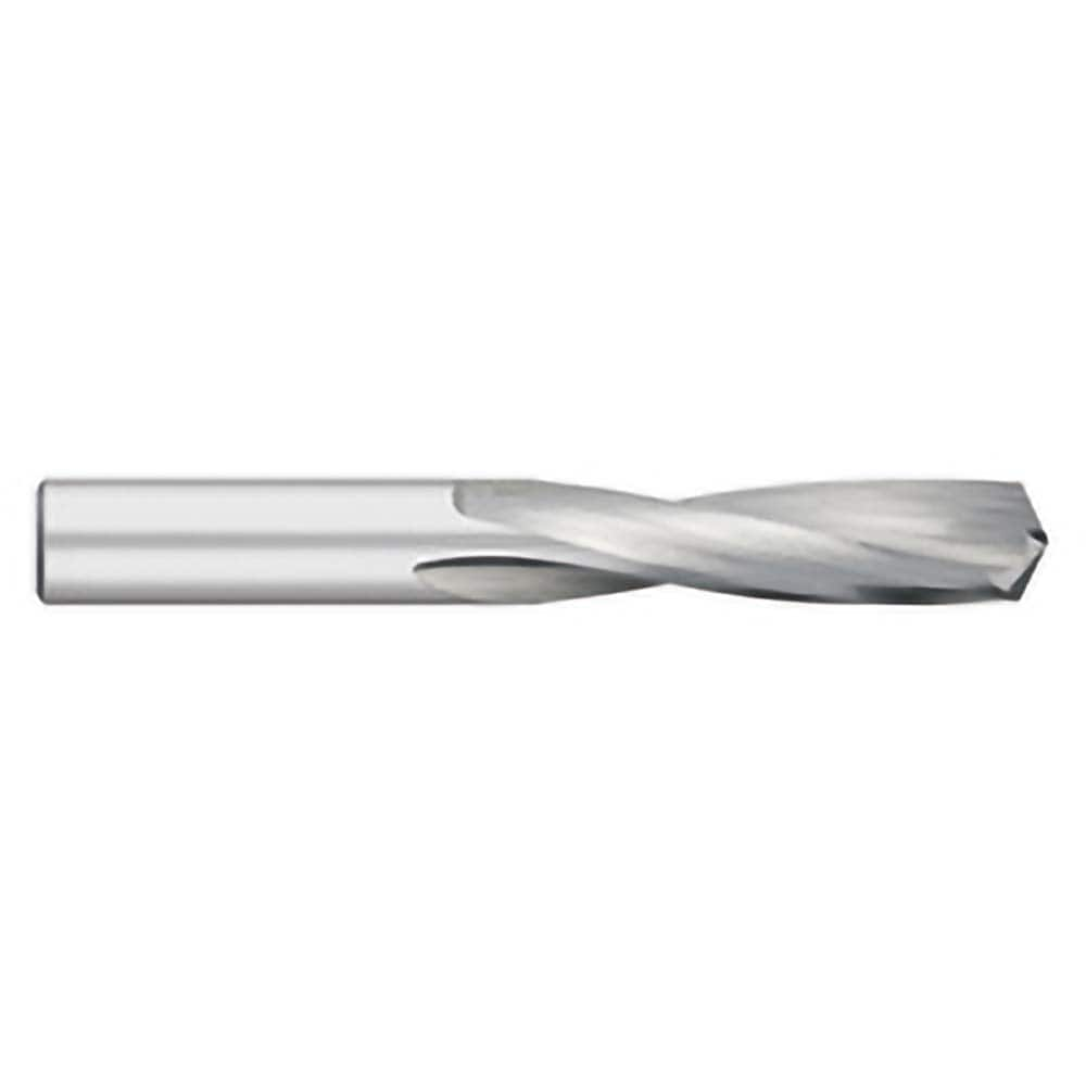 Screw Machine Length Drill Bit: 0.125″ Dia, 135 °, Solid Carbide Bright/Uncoated, Right Hand Cut, Spiral Flute, Straight-Cylindrical Shank