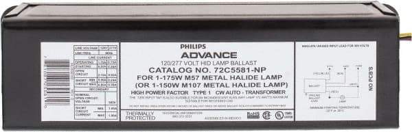 Philips Advance - 175 Watt, CWA Circuit, Metal Halide, High Intensity Discharge Ballast - 120/208/240/277 Volts, 0.9 to 2.0 Amp, 11-3/4 Inch Long x 3-3/16 Inch Wide x 2-5/8 Inch High - Top Tool & Supply