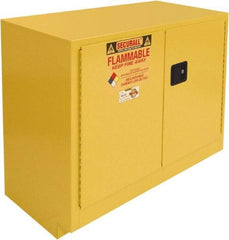 Securall Cabinets - 2 Door, 1 Shelf, Yellow Steel Under the Counter Safety Cabinet for Flammable and Combustible Liquids - 35-9/16" High x 47" Wide x 22" Deep, Manual Closing Door, 3 Point Key Lock, 36 Gal Capacity - Top Tool & Supply