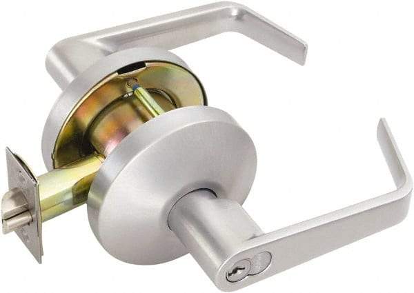 Falcon - Medium Duty Storeroom Lever Lockset - 2-3/4" Back Set, For Best/ Falcon I/C-Core Cylinder, Satin Chrome Finish - Top Tool & Supply