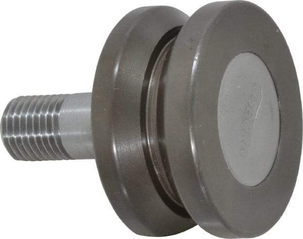 Osborn International - 1-1/2" Roller Diam x 25/32" Width, 7/16" Stud Diam x 1" Length, V Grooved Concentric Stud - Steel, 1/2" Thread Length, 7/16-20 Thread, 1-25/32" OAL, 225 Lb Dynamic Cap - Top Tool & Supply