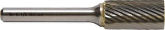 M.A. Ford - 4.8mm Cut Diam, 3mm Shank Diam, Cylinder Head Double Cut Burr - Carbide, Flat End, 12.7mm LOC, 38mm OAL - Top Tool & Supply