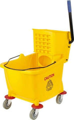 PRO-SOURCE - 31 Qt Plastic Bucket & Wringer - 22" Long x 18-1/2" High x 17" Wide, Yellow - Top Tool & Supply