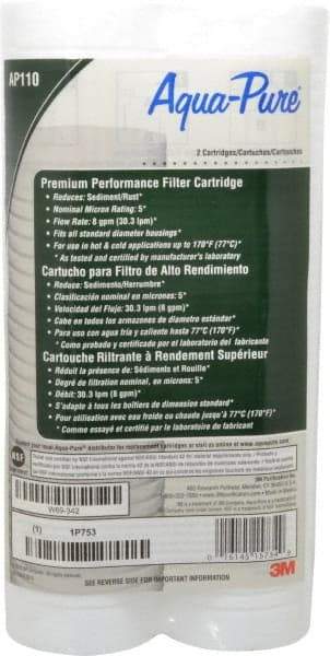 3M Aqua-Pure - 2-1/2" OD, 5µ, Cellulose Fiber Graded-Density Cartridge Filter - 9-3/4" Long, Reduces Dirt & Rust - Top Tool & Supply