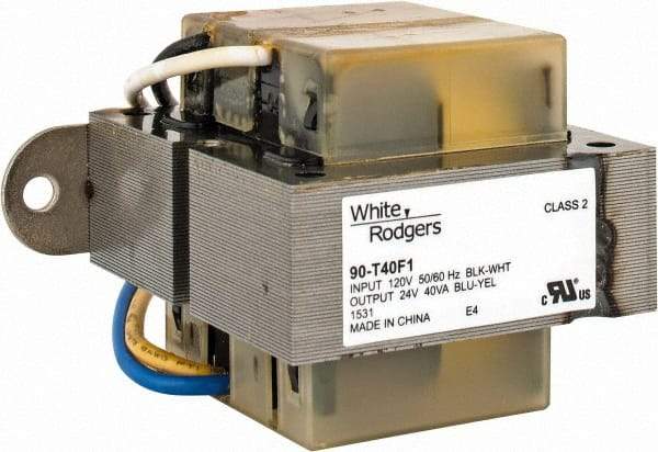 White-Rodgers - 3-1/4" Wide x 2.19" Deep x 2-3/4" High, Foot Mount HVAC Transformer - 40 Amperage Rating, 120 Primary Voltage, 24 Secondary Voltage - Top Tool & Supply