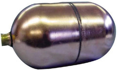 Made in USA - 4" Diam x 6" Long, Oblong, Round Spud Connection, Metal Float - 1/4-20 Thread, Stainless Steel, 200 Max psi, 25 Gauge - Top Tool & Supply