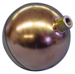 Made in USA - 12" Diam, Spherical, Round Spud Connection, Metal Float - 1/2" Straight Thread, Stainless Steel, 350 Max psi, 18 Gauge - Top Tool & Supply