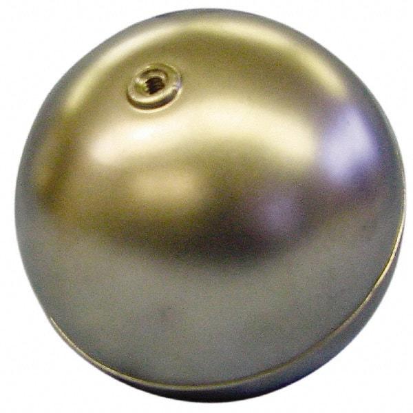 Made in USA - 2-3/8" Diam, Spherical, Internal Connection, Metal Float - 1/4-20 Thread, Copper, 25 Max psi, 24 Gauge - Top Tool & Supply