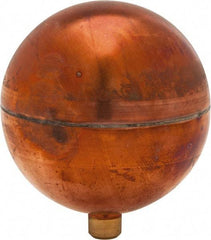 Made in USA - 3" Diam, Spherical, Round Spud Connection, Metal Float - 1/4-20 Thread, Copper, 25 Max psi, 24 Gauge - Top Tool & Supply