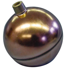 Made in USA - 7" Diam, Spherical, Round Spud Connection, Metal Float - 5/16-18 Thread, Copper, 25 Max psi, 24 Gauge - Top Tool & Supply