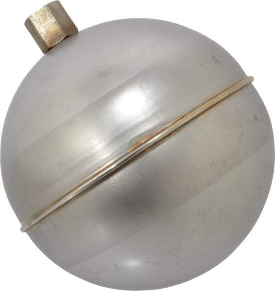 Made in USA - 4" Diam, Spherical, Hex Spud Connection, Metal Float - 1/4-20 Thread, Stainless Steel, 900 Max psi, 19 Gauge - Top Tool & Supply