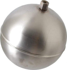 Made in USA - 5" Diam, Spherical, Hex Spud Connection, Metal Float - 1/4-20 Thread, Stainless Steel, 800 Max psi, 19 Gauge - Top Tool & Supply