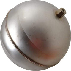 Made in USA - 6" Diam, Spherical, Hex Spud Connection, Metal Float - 1/4-20 Thread, Stainless Steel, 800 Max psi, 18 Gauge - Top Tool & Supply