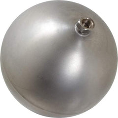 Made in USA - 8" Diam, Spherical, Hex Spud Connection, Metal Float - 3/8" Straight Thread, Stainless Steel, 450 Max psi, 21 Gauge - Top Tool & Supply