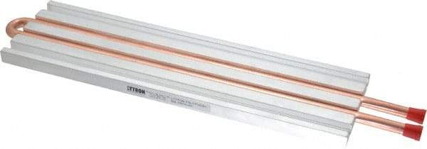 Lytron - 12" Long x 3-1/2" High, Straight Connection Copper Tube Cold Plate - 3/8 OD Tube, 2-Pass Fluid Path, Water Cooling, 1/2" Thick - Top Tool & Supply