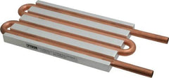 Lytron - 6" Long x 3-1/2" High, Straight Connection Copper Tube Cold Plate - 3/8 OD Tube, 4-Pass Fluid Path, Water Cooling, 1/2" Thick - Top Tool & Supply