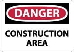 NMC - "Danger - Construction Area", 7" Long x 10" Wide, Pressure-Sensitive Vinyl Safety Sign - Rectangle, 0.004" Thick, Use for Security & Admittance - Top Tool & Supply