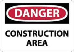 NMC - "Danger - Construction Area", 7" Long x 10" Wide, Pressure-Sensitive Vinyl Safety Sign - Rectangle, 0.004" Thick, Use for Security & Admittance - Top Tool & Supply