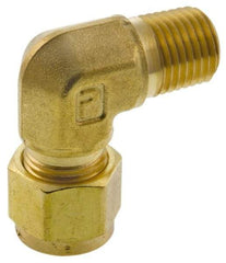 Parker - 1/2" OD, Brass Male Elbow - 2,200 Max Working psi, 7/8" Hex, Comp x MNPT Ends - Top Tool & Supply