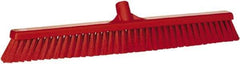 Vikan - 24" Fine Particle Synthetic Push Broom - 2" Bristle Length, Plastic Block, European Threaded Handle Connection - Top Tool & Supply