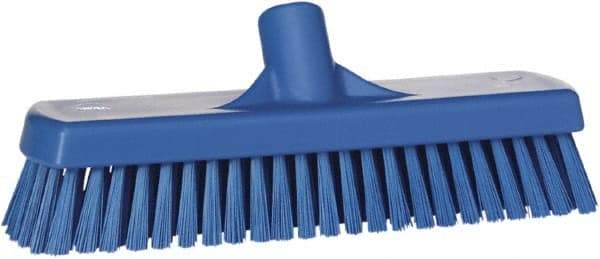 Vikan - 1.7" Bristle Length, Polyester Scrub Brush - 2-1/2" Wide Head, 19" OAL, Blue, Polypropylene Block - Top Tool & Supply