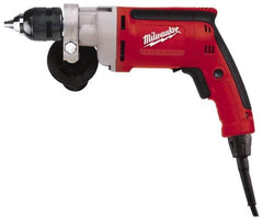 Milwaukee Tool - 3/8" Keyless Chuck, 1,200 RPM, Pistol Grip Handle Electric Drill - 7 Amps, 120 Volts, Reversible, Includes 3/8" Magnum Drill & Side Handle - Top Tool & Supply