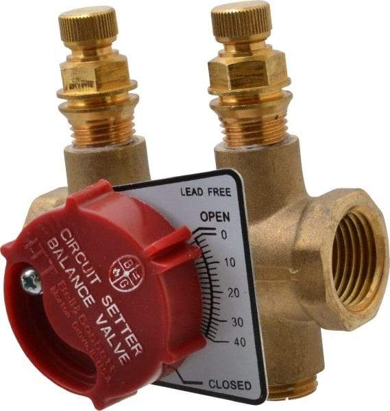 Bell & Gossett - 1/2" Pipe, Threaded End Connections, Inline Calibrated Balance Valve - 2-15/16" Long, 2-3/4" High, 300 Max psi, Brass Body - Top Tool & Supply