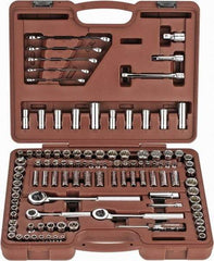 Paramount - 107 Piece 1/4, 3/8 & 1/2" Drive Standard Deep Socket Set - 6, 8 & 12 Points, 5/32 to 1/2", 4 to 13mm, Inch/Metric Measurement Standard - Top Tool & Supply