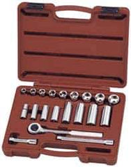 Paramount - 20 Piece 3/8" Drive Deep Well Socket Set - 6 Points, 3/8" to 7/8" Range, Inch Measurement Standard - Top Tool & Supply