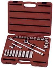 Paramount - 26 Piece 1/2" Drive Deep Well Socket Set - 6, 12 Points, 7/16" to 1" Range, Inch Measurement Standard - Top Tool & Supply