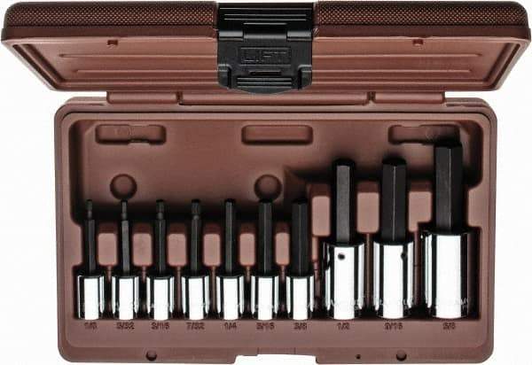 Paramount - 10 Piece 3/8 & 1/2" Drive Inch Hex Bit Socket Set - 1/8 to 5/8" Hex - Top Tool & Supply