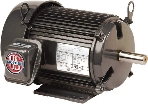 US Motors - 1 hp, TEFC Enclosure, No Thermal Protection, 1740, 1415 RPM, 208-230/460 & 190/380 Volt, 60/50 Hz, Three Phase Premium Efficient Motor - Size 56 Frame, C-Face Mount, 1 Speed, Sealed Ball Bearings, 3.1-3.0/1.5 Full Load Amps, F Class Insulation - Top Tool & Supply