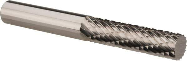 Atrax - 1/4" Cut Diam, 1/4" Shank Diam, Cylinder Head Double Cut Burr - Carbide, Flat End, 1" LOC, 2-1/4" OAL - Top Tool & Supply