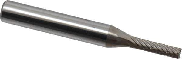 Atrax - 1/8" Cut Diam, 1/4" Shank Diam, Cylinder with End Cut Head Double Cut Burr - End Cut End, 5/8" LOC, 2" OAL - Top Tool & Supply