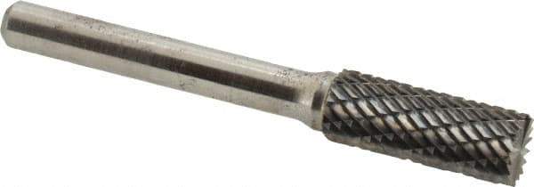 Atrax - 3/8" Cut Diam, 1/4" Shank Diam, Cylinder with End Cut Head Double Cut Burr - End Cut End, 1" LOC, 2-1/4" OAL - Top Tool & Supply