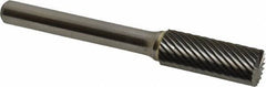 Atrax - 3/8" Cut Diam, 1/4" Shank Diam, Cylinder with End Cut Head Single Cut Burr - Carbide, End Cut End, 1" LOC, 2-1/4" OAL - Top Tool & Supply