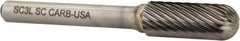 Atrax - 3/8" Cut Diam, 1/4" Shank Diam, Cylinder with Radius Head Single Cut Burr - Carbide, Radius End, 1" LOC, 2-1/4" OAL - Top Tool & Supply