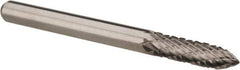 Atrax - 1/8" Cut Diam, 1/8" Shank Diam, Tree Head Double Cut Burr - Carbide, Point End, 1/2" LOC, 1-1/2" OAL - Top Tool & Supply