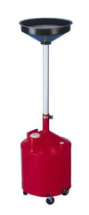 Made in USA - 18 Gal Oil Drain Container with Casters - Orange - Top Tool & Supply