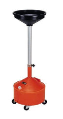 Made in USA - 8 Gal Oil Drain Container with Casters - Orange - Top Tool & Supply