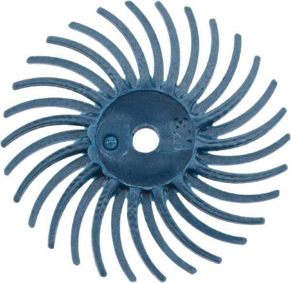 3M - 3/4" Diam, 1/16" Max Face Width, Shank Radial Bristle Brush - 400 Grit, Medium Grade, 35,000 Max RPM, Blue - Top Tool & Supply