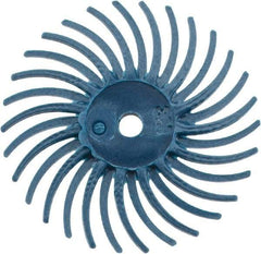 3M - 3/4" Diam, 1/16" Max Face Width, Shank Radial Bristle Brush - 400 Grit, Medium Grade, 35,000 Max RPM, Blue - Top Tool & Supply