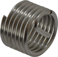 Recoil - 7/16-20 UNF, 0.438" OAL, Free Running Helical Insert - 6-5/8 Free Coils, Tanged, Stainless Steel, Bright Finish, 1D Insert Length - Top Tool & Supply