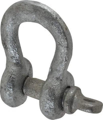 Made in USA - 3/16" Nominal Chain Size, 0.33 Ton Carbon Steel Screw Anchor Shackle - 3/16" Diam, 1/4" Pin Diam, 7/8" High x 3/8" Wide Inside Jaw, 19/32" Inside Width, 9/16" Max Body Thickness - Top Tool & Supply