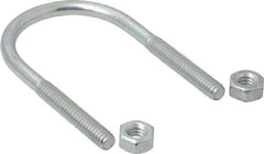 Made in USA - 1/4-20 UNC, 2-3/4" Long, Round U Bolt Clamp with No Mount Plate for 1" Pipe - 1-3/8" Thread Length, 1-1/2" Wide, Steel - Top Tool & Supply