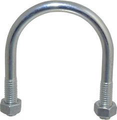 Made in USA - 5/16-18 UNC, 2-11/16" Long, Round U Bolt Clamp with No Mount Plate for 1-1/2" Pipe - 1" Thread Length, 2" Wide, Steel - Top Tool & Supply