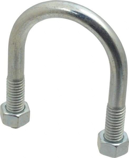 Made in USA - 3/8-16 UNC, 2-3/4" Long, Round U Bolt Clamp with No Mount Plate for 1-1/4" Pipe - 1-1/8" Thread Length, 1-3/4" Wide, Steel - Top Tool & Supply